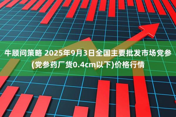 牛顾问策略 2025年9月3日全国主要批发市场党参(党参药厂货0.4cm以下)价格行情